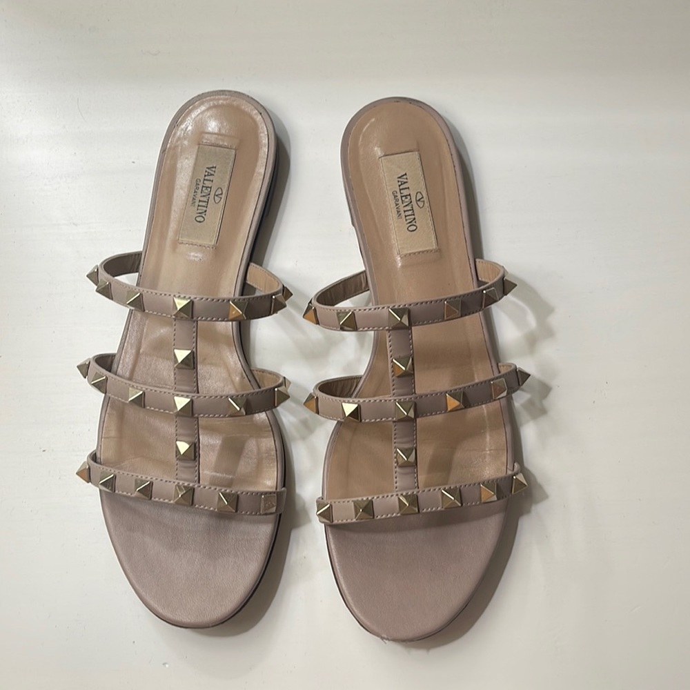 Valentino Caged Rockstud Slides Poudre